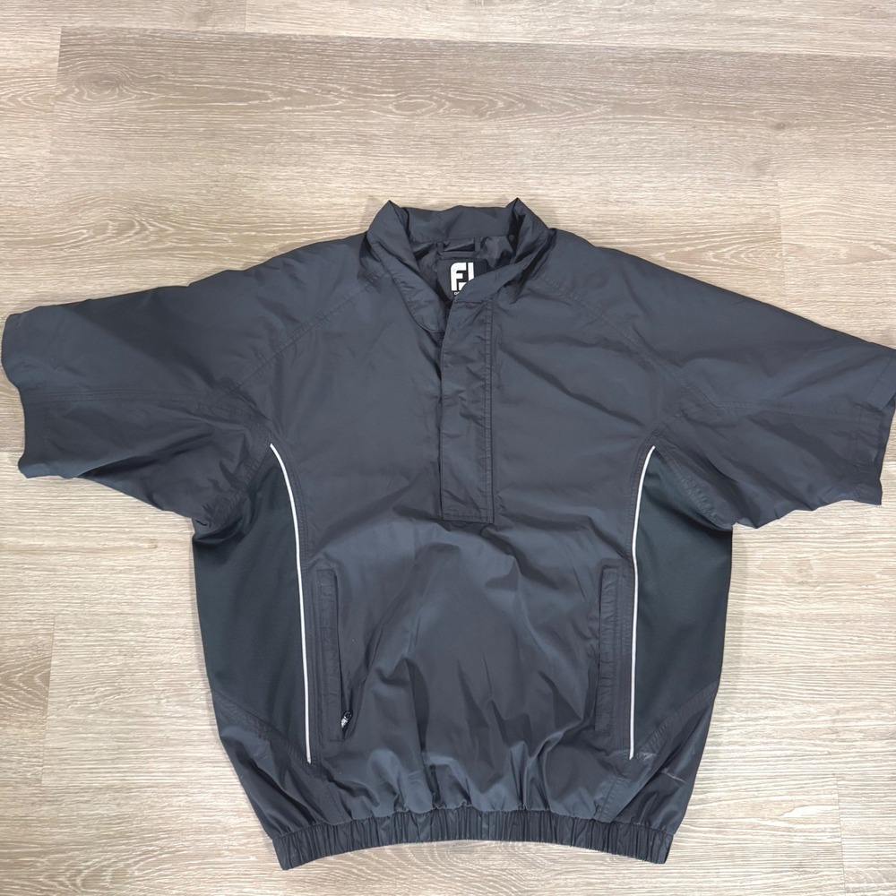 FootJoy DryJoys Windshirt Mens M Black Short Sleeve Golf Pullover 2-0108